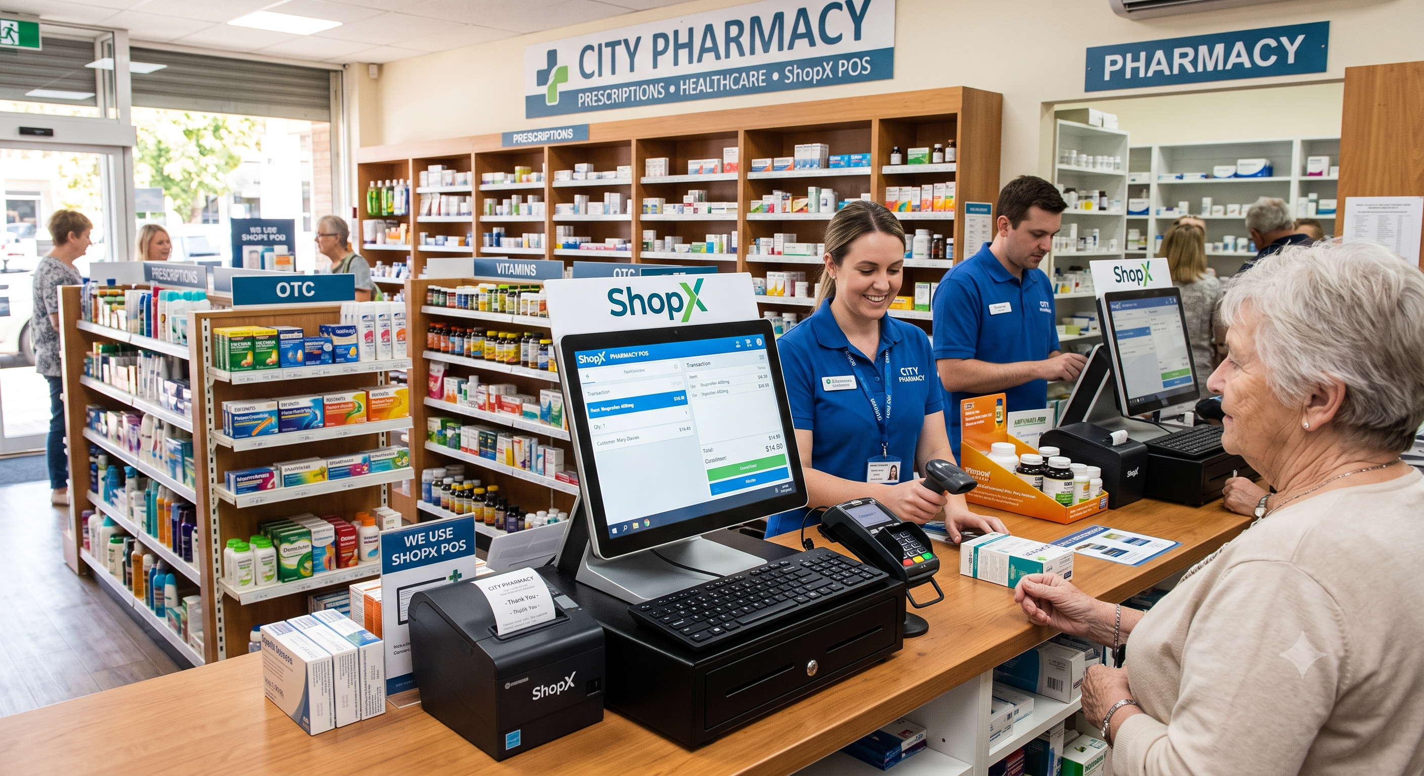 ShopXPOS running at a pharmacy counter
