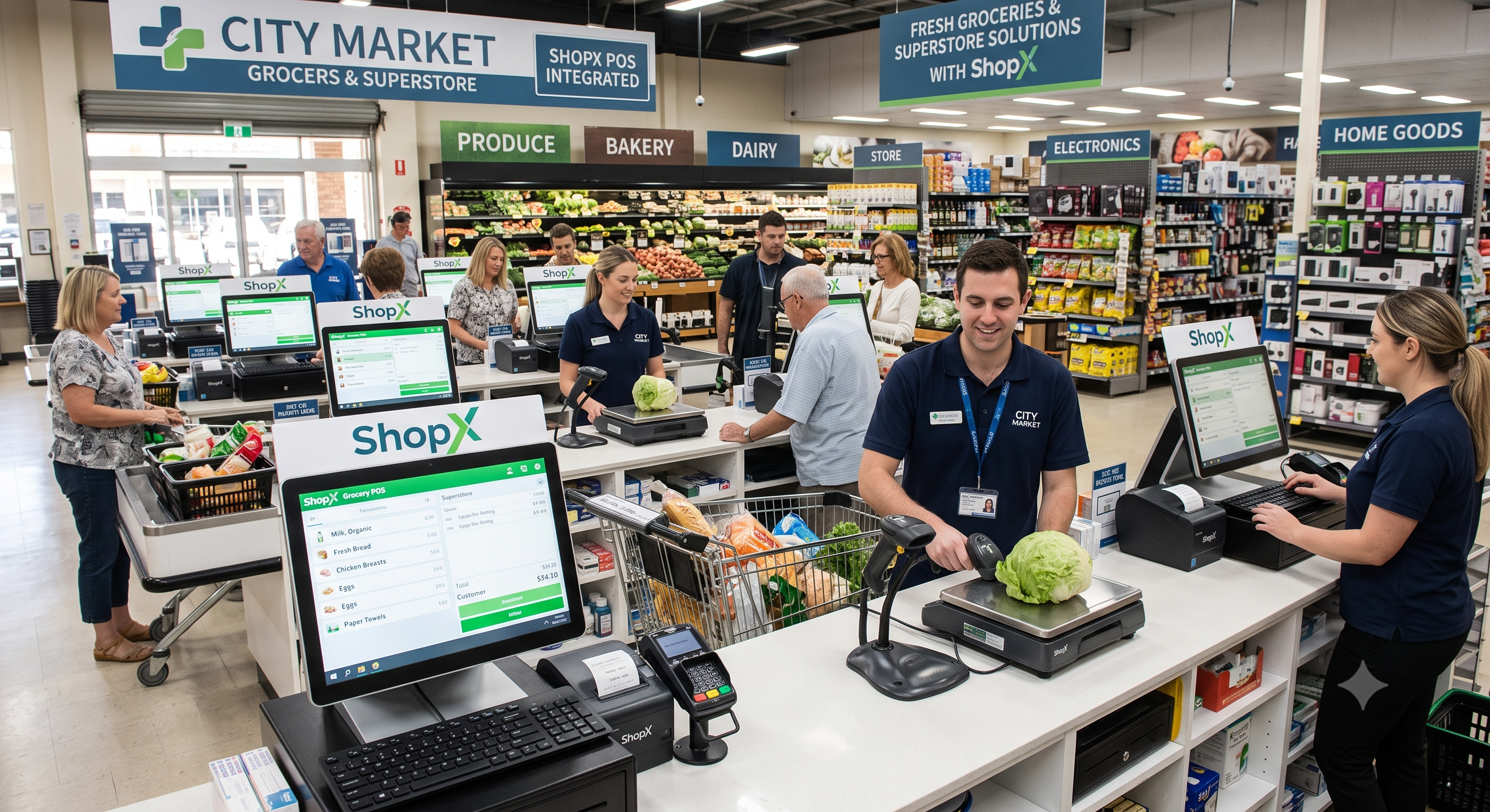 ShopXPOS running at a grocery and superstore counter